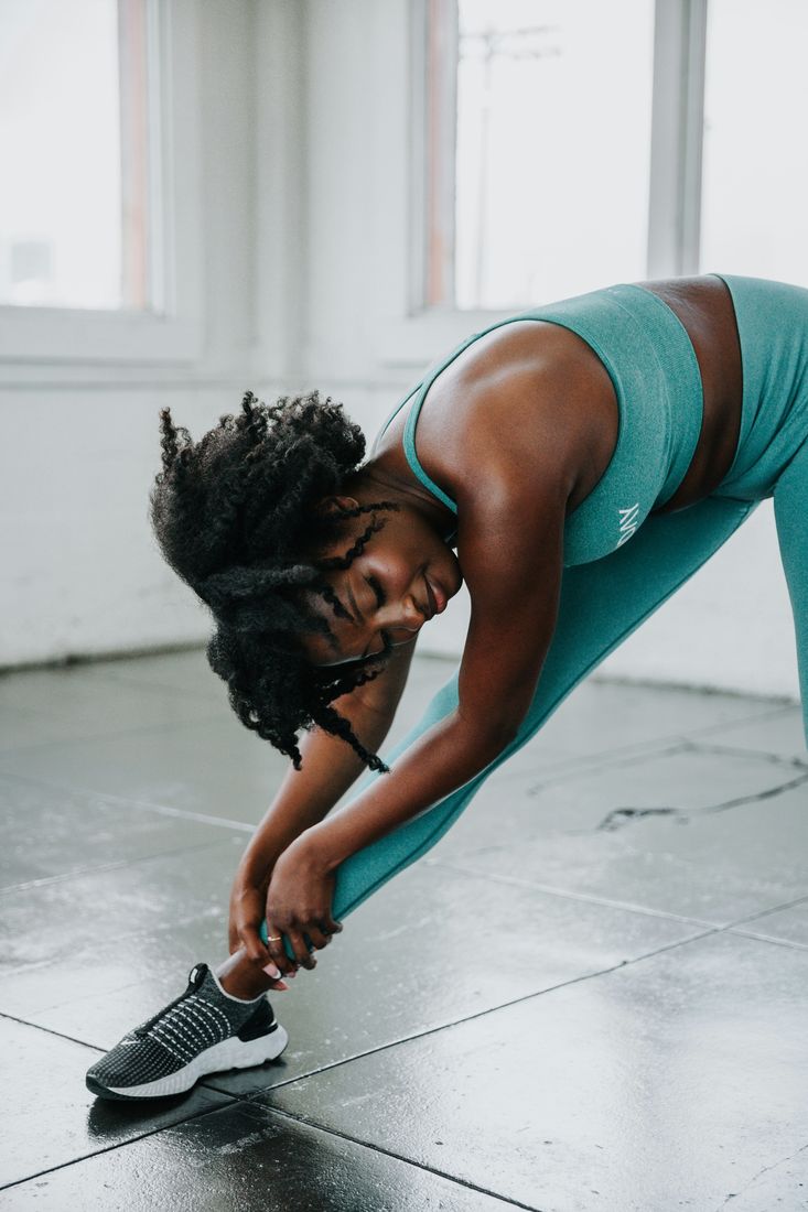 Fitness creator stretching